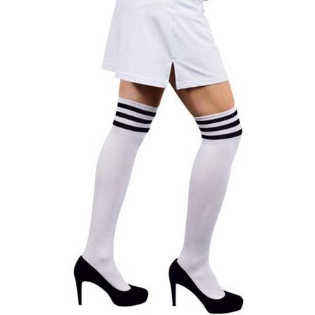 Cheerleader Sokken Kousen Wit met Zwarte Strepen | One Size